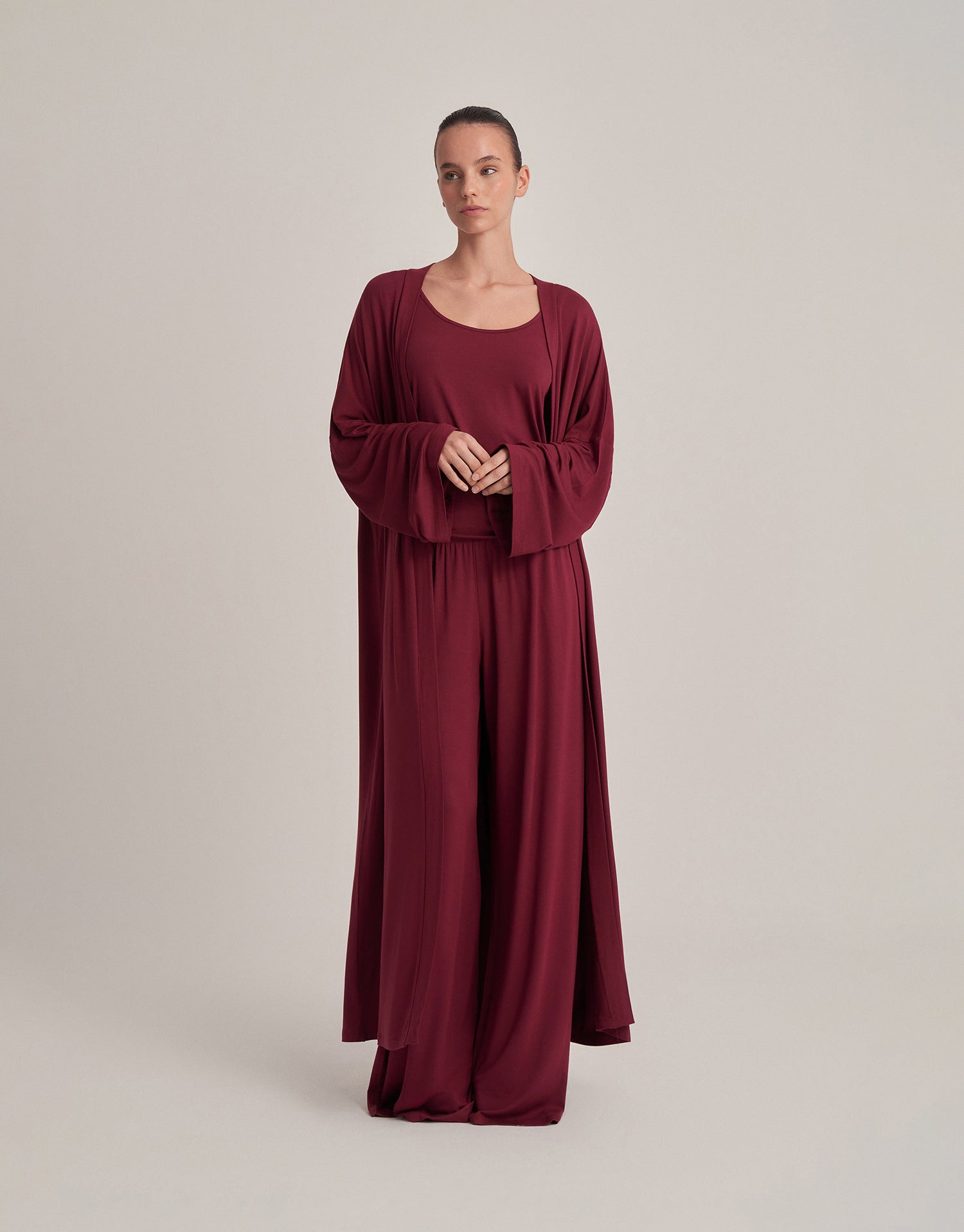 SOFT LOUNGE KIMONO BURGUNDY