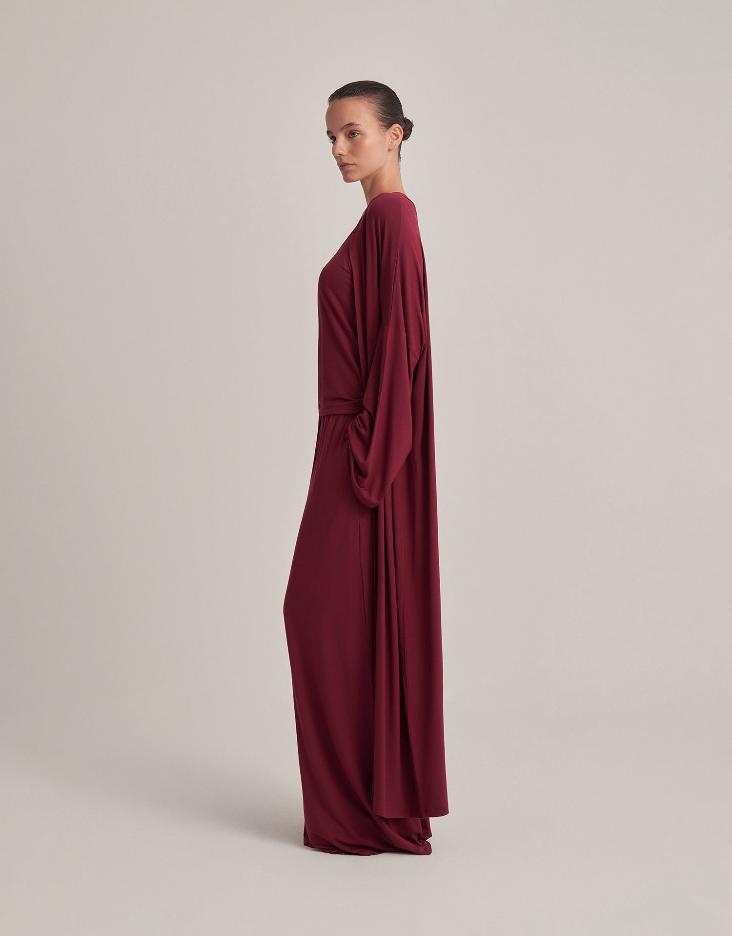 SOFT LOUNGE KIMONO BURGUNDY